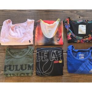 Lot of 6 Mens Tank Tops Large XL Polo Nike Miami Heat Tropical Workout Gym Shirt